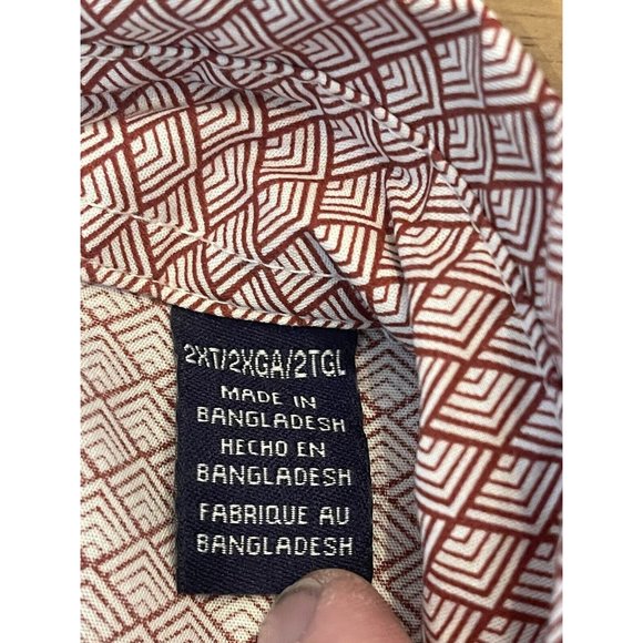 Wrangler Wrancher Pearl Snap Shirt Mens 2XT Red Geometric Long Sleeve Western‎ - Picture 5 of 6